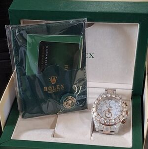 Rolex Silver and Gold Watch with Diamond Accents